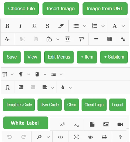 CMS Amigo Agency editor menu screenshot