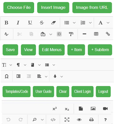 CMS Amigo Standard editor menu screenshot